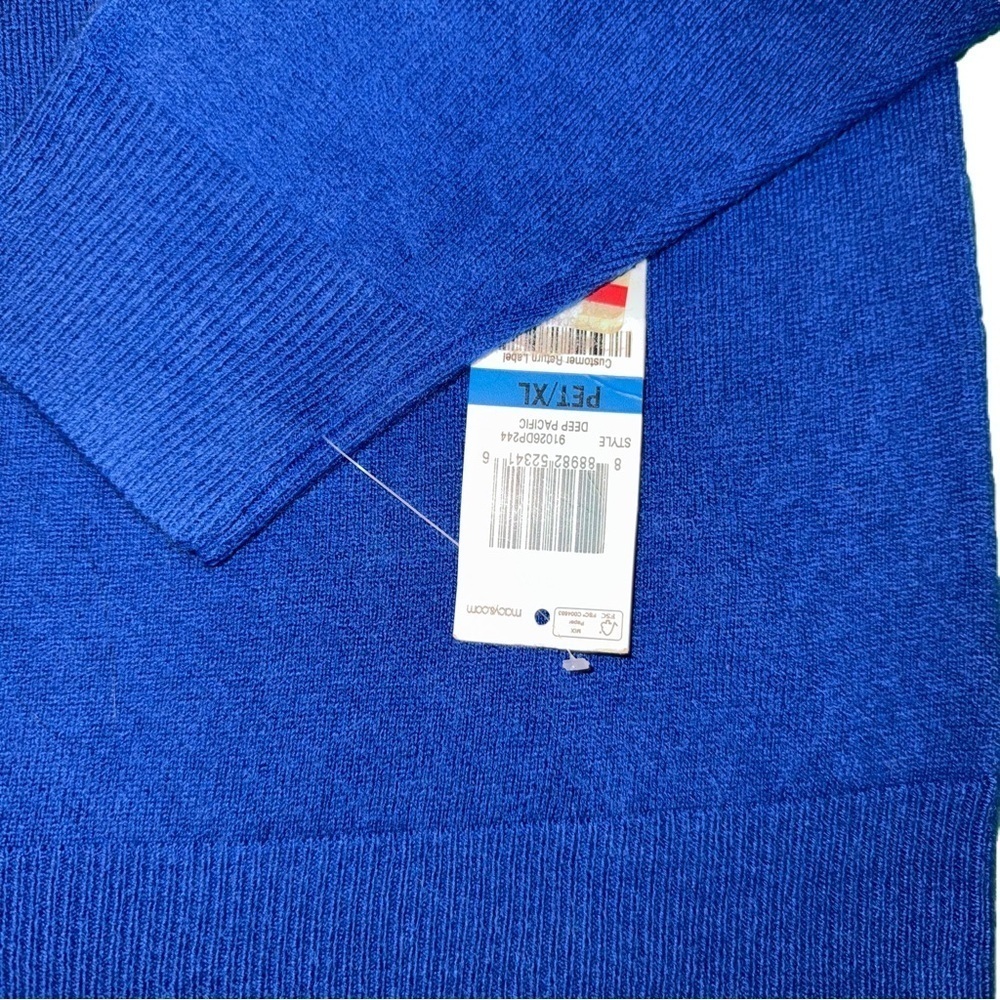 NWT Karen Scott PXL Mock Neck Sweater Deep Pacific Blue Women 1/4 Zip Back Comfy - Picture 4 of 4